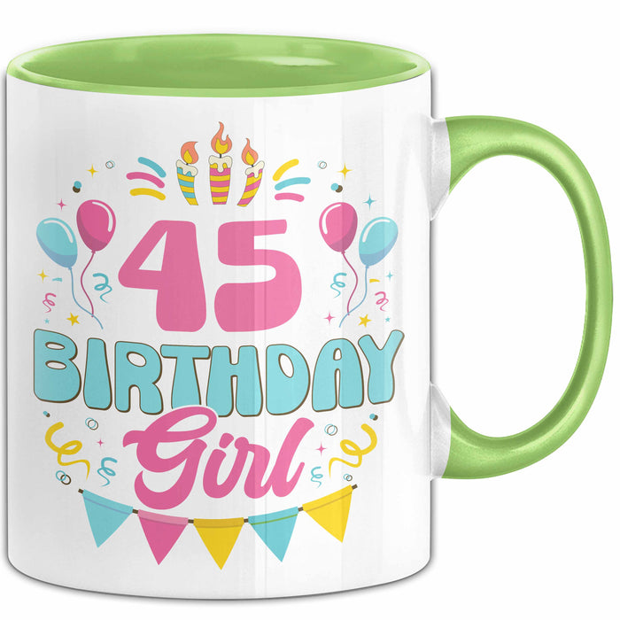 45. Geburtstag Tasse Frauen Mädchen Geschenkidee Lustig 45 Birthday Girl Lustiger Spruch Mutter Mama Grün Trendation