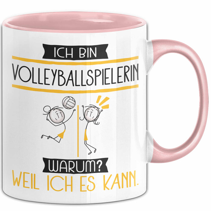 Volleyballspielerin Tasse Geschenk Ich Bin Volleyballspielerin Warum Weil Ich Es Kann Geschenkidee Geburtstag Rosa Trendation