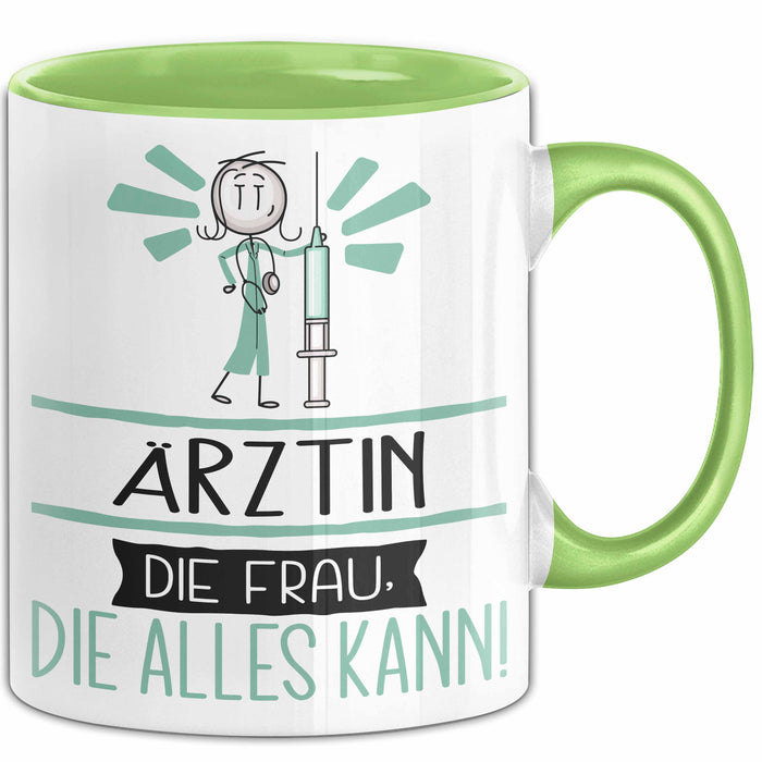 Ärztin Geschenk Tasse Becher Die Frau Die Allen Kann Geschenkidee für eine Ärztin Lustig Grün Trendation