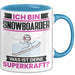 Snowboarder Tasse Geschenk für Snowboarder Geburtstag Lustiger Spruch Kaffee-Becher Was Ist Deine Superkraft Blau Trendation