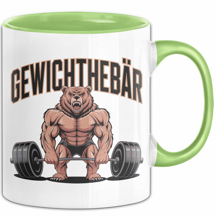 Gewichthebender Bär Tasse Geschenk Lustige Geschenkidee Spruch Gewichthebär Grün Trendation
