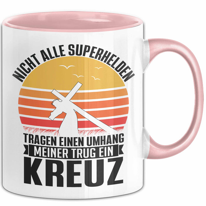 Christen Tasse Geschenk Christlich Glauben Kirche Geschenkidee Für Jesus-Fans Superhelden Meiner Trug Ein Kreuz Rosa Trendation