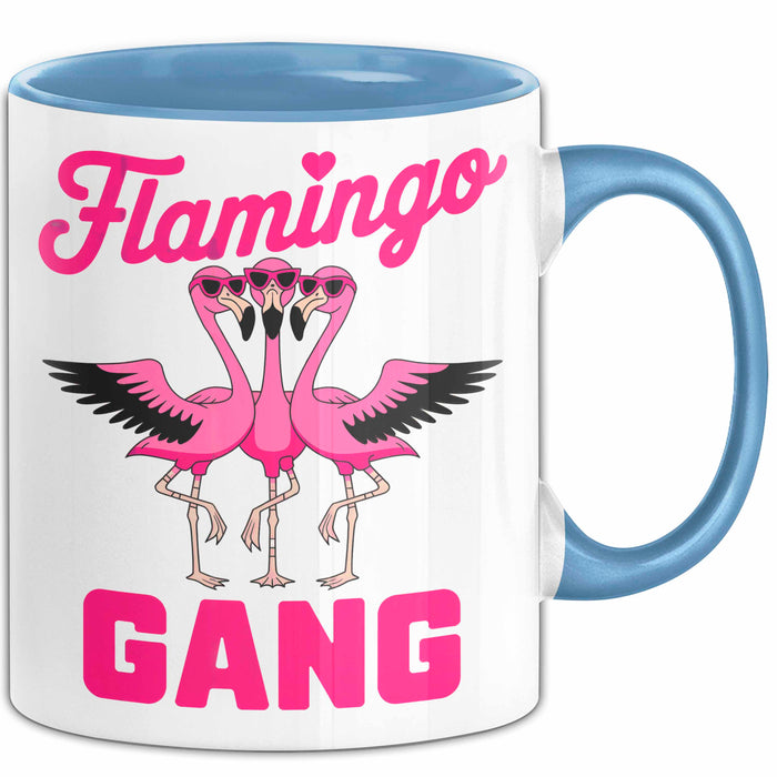 Flamingo Tier Tasse Geschenk Lustige Geschenkidee Spruch Flamingo Gang Blau Trendation