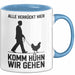 Huhn Tier Bauer Tasse Becher Geschenk Lustige Geschenkidee Spruch Alle Verrückt Hier Komm Huhn Wir Gehen Blau Trendation