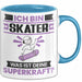 Skater Tasse Geschenk für Skater Geburtstag Lustiger Spruch Kaffee-Becher Was Ist Deine Superkraft Blau Trendation