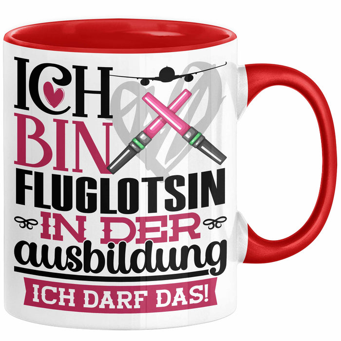 Fluglotsin Ausbildung Start Geschenk Tasse Ich Bin Fluglotsin In Der Ausbildung Ich Darf Das Kaffee-Becher Geschenkidee Rot Trendation