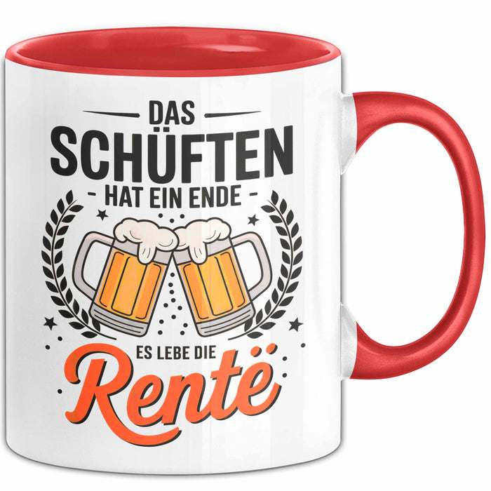 Rentner Pensionär Sarkasmus Tasse Geschenk Lustige Geschenkidee Spruch Das Schuften Hat Ein Ende Es Lebe Die Rente Rot Trendation