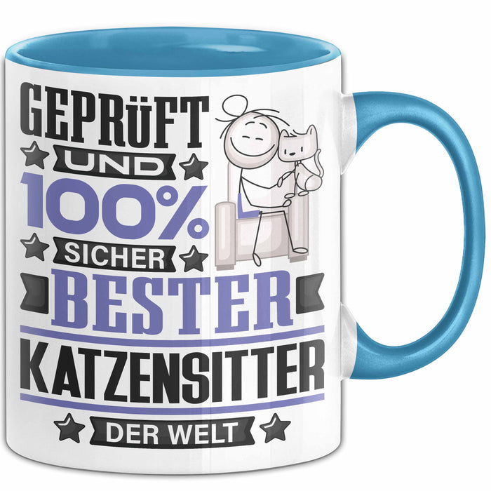 Katzensitter Geschenk Lustiger Spruch für Katzensitter Geschenkidee Bester Katzensitter Der Welt Blau Trendation
