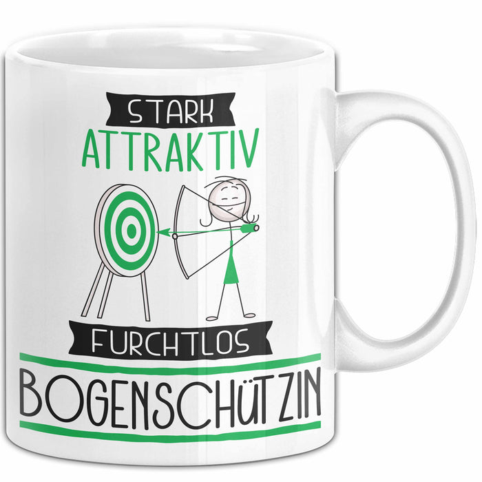 Bogenschützin Tasse Geschenk Becher Stark Attraktiv Furchtlos Bogenschützin Lustige Geschenkidee Weiß Trendation
