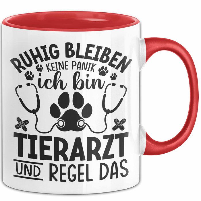 Tierarzt Tasse Geschenk Ruhig Bleiben Ich Bin Tierarzt Und Regel Das Geschenkidee Rot Trendation