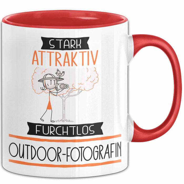 Outdoor-Fotografin Tasse Geschenk Becher Stark Attraktiv Furchtlos Outdoor-Fotografin Lustige Geschenkidee Rot Trendation