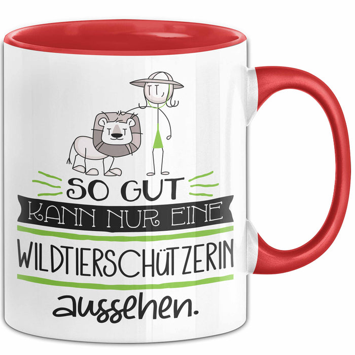 Wildtierschützerin Geschenk Tasse So Gut Kann Nur Eine Wildtierschützerin Aussehen Geschenkidee Geburtstag Weihnachten Lustig Rot Trendation
