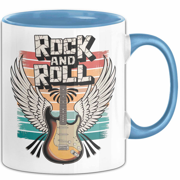 Gitarre Musikliebhaber Musiker Gitarrist Tasse Geschenk Lustige Geschenkidee Spruch Rock’n’Roll Blau Trendation