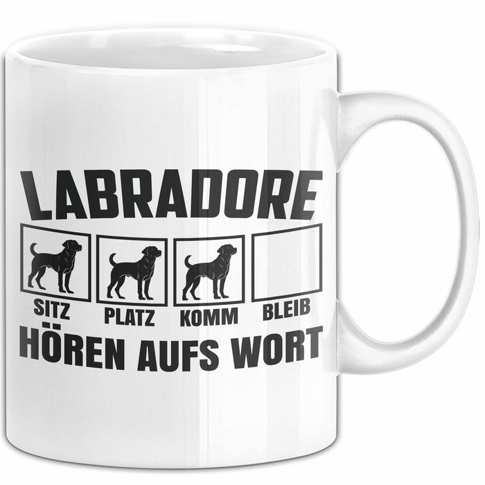 Labradore Hören Aufs Wort Tasse Geschenk Labrador Besitzer Mama Becher Weiß Trendation