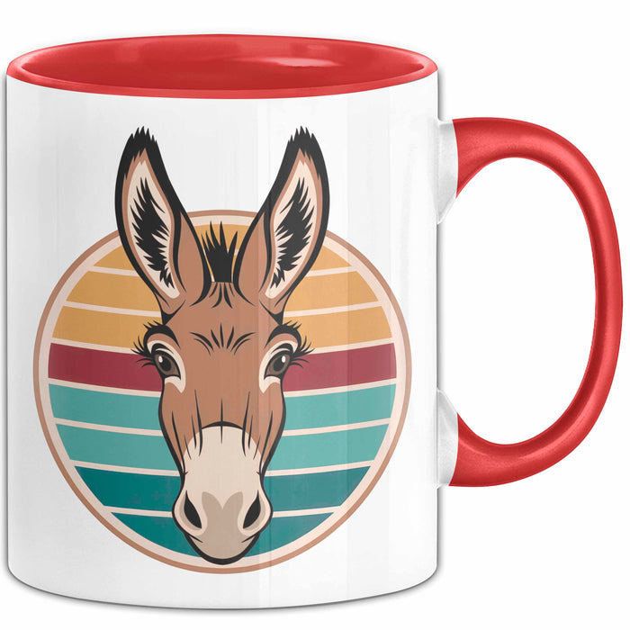 Retro Esel Tasse Geschenk Lustige Geschenkidee Spruch Rot Trendation
