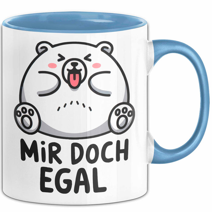 Sarkastischer Bär Tasse Geschenk Lustige Geschenkidee Spruch Mir Doch Egal Blau Trendation