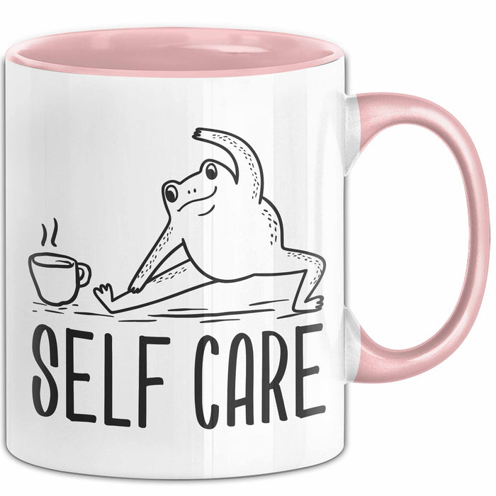 Frosch Tasse Geschenk Self Care Humor Geschenkidee Kaffee-Becher Rosa Trendation
