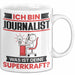 Journalist Tasse Geschenk für Journalist Geburtstag Lustiger Spruch Kaffee-Becher Was Ist Deine Superkraft Weiß Trendation