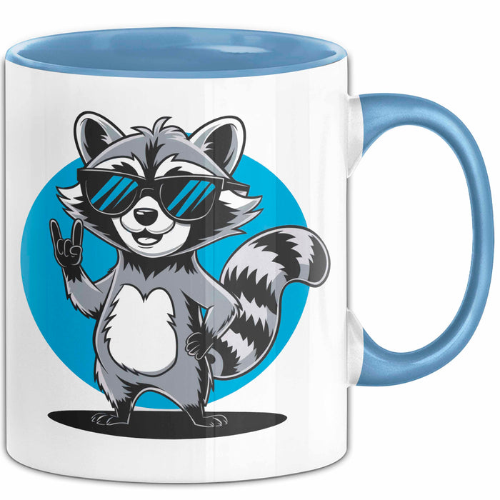 Waschbär Tierliebhaber Tasse Geschenk Lustige Geschenkidee Spruch Blau Trendation