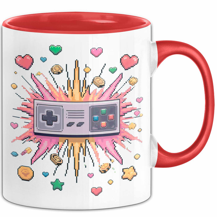 Gamer Tasse Geschenk Lustige Geschenkidee Spruch Für Pixel Krieger Rot Trendation