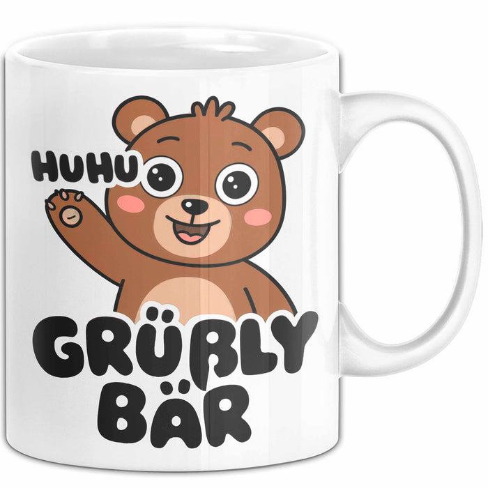Sarkastischer Bär Tasse Geschenk Lustige Geschenkidee Spruch Grüßly Bär Weiß Trendation