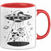 Sci-Fi Nerd Tasse Geschenkidee UFO entführt Kuh Weltraum Fan Geschenkidee Lustig Rot Trendation