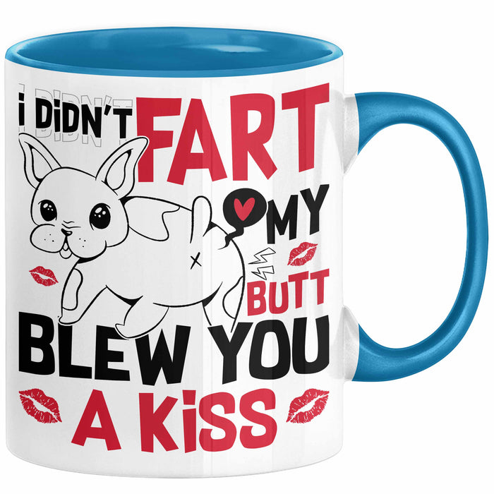 Boxer Tasse Geschenk Valentinstag I Didn't Fart My Butt Blew You A Kiss Geschenkidee Hundebesitzer Liebe Kaffee-Becher Blau Trendation
