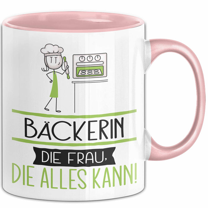 Bäckerin Geschenk Tasse Becher Die Frau Die Allen Kann Geschenkidee für eine Bäckerin Lustig Rosa Trendation