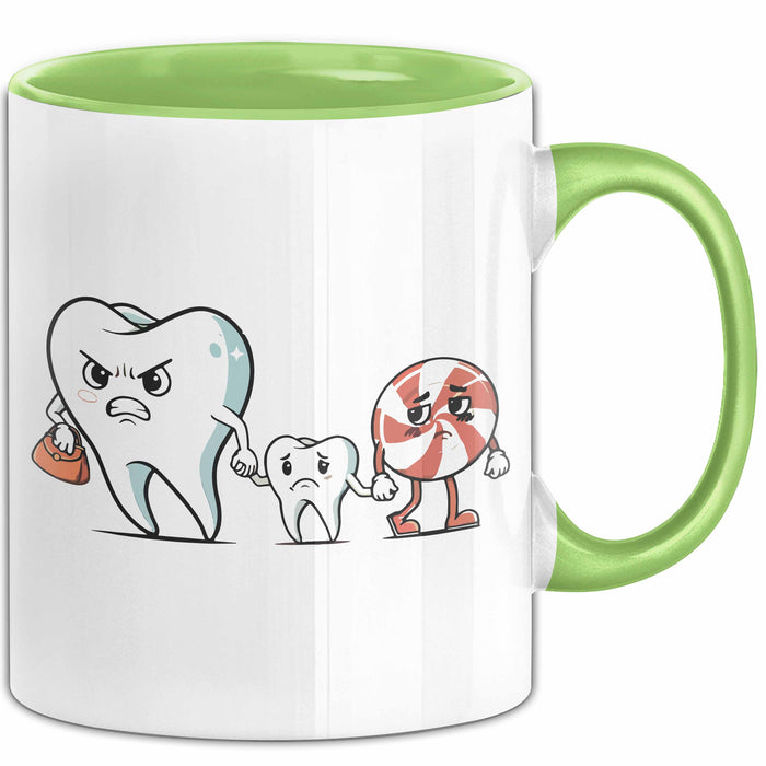 Zahnarzt Tasse Geschenk Karies Vorsorge Geschenkdiee Grün Trendation