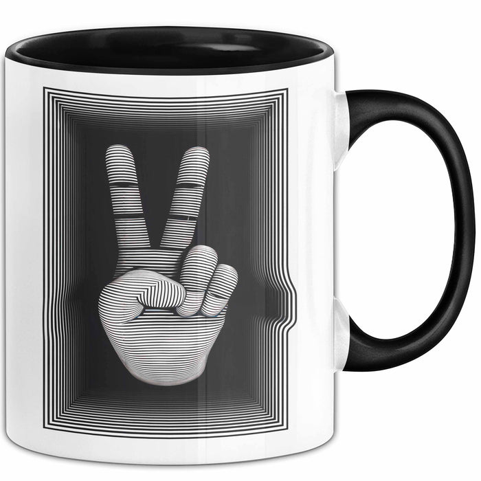 Friedenszeichen Tasse Geschenk Lustige Geschenkidee Spruch Schwarz Trendation