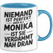 Monika Tasse Geschenk Niemand Ist Perfekt Monika Verdammt Nah Dran Geschenkidee Blau Trendation