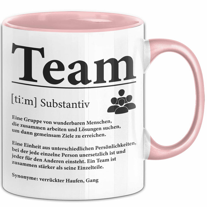 Büroarbeit Kollege Tasse Geschenk Lustige Geschenkidee Spruch Team Definition Rosa Trendation