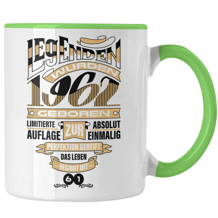 TRENDATION 60. Geburtstag Tasse Frau Mann Geschenk 60er Geschenkidee 60 Mutter Vater Grün Trendation