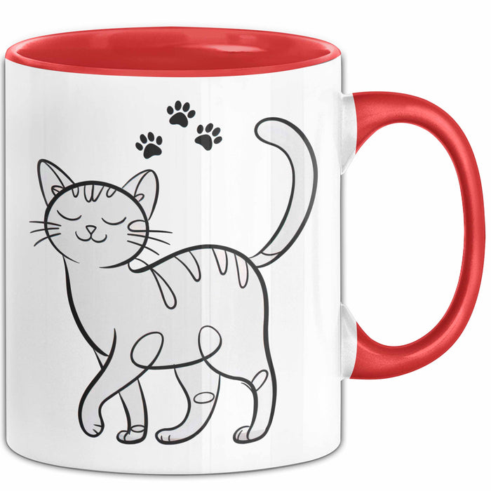 Katzen Tierliebhaber Tasse Geschenk Lustige Geschenkidee Spruch Rot Trendation