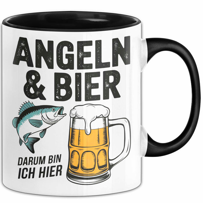 Angeln Fischer Bierliebhaber Tasse Geschenk Lustige Geschenkidee Spruch Angeln Und Bier Darum Bin Ich Hier Trendation