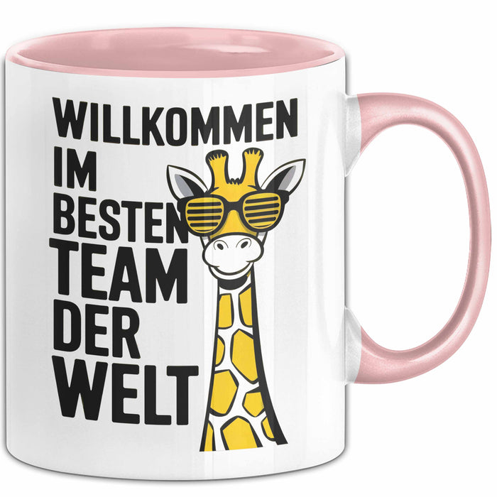Office Arbeitskollege Tasse Geschenk Lustige Geschenkidee Spruch Willkommen Im Besten Team Der Welt Rosa Trendation