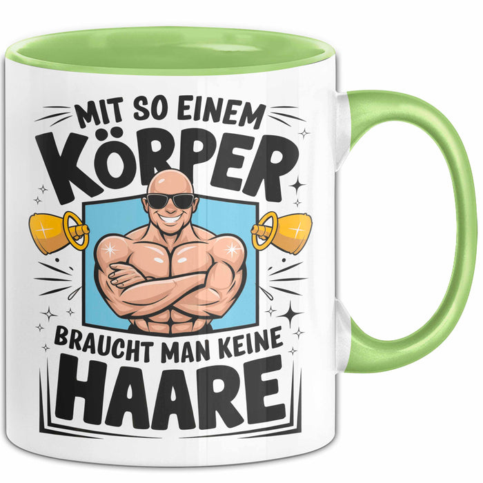 Glatzkopf Männer Tasse Geschenkidee Du Brauchst Keine Haare Grün Trendation