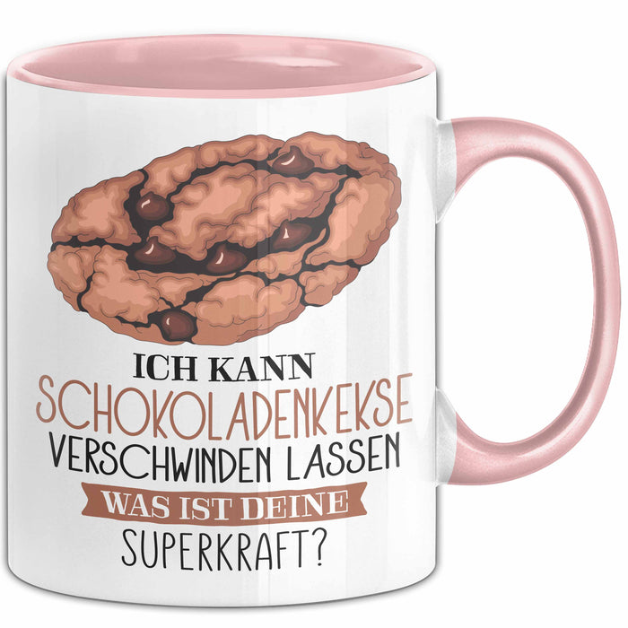 Schokoladen-Kekse-Liebhaber Tasse Geschenk Ich Kann Schokoladen-Kekse Verschwinden Lassen Was Ist Deine Superkraft Becher Geschenkidee Schokoladen-Kekse Kaffee-Becher Rosa Trendation