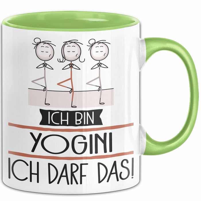 Geschenk für Yogini Tasse Lustige Geschenkidee Geburtstag Ich Bin Yogini Ich Darf Das Grün Trendation