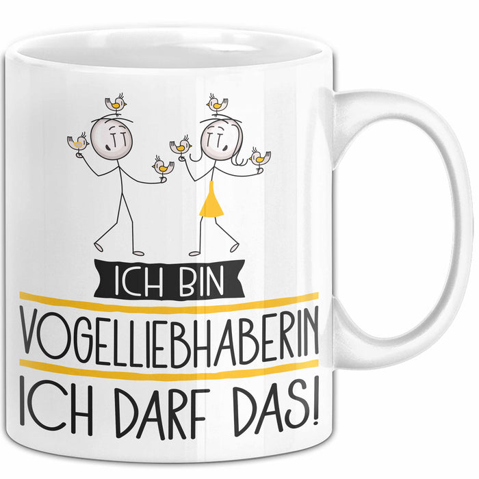 Geschenk für Vogelliebhaberin Tasse Lustige Geschenkidee Geburtstag Ich Bin Vogelliebhaberin Ich Darf Das Weiß Trendation