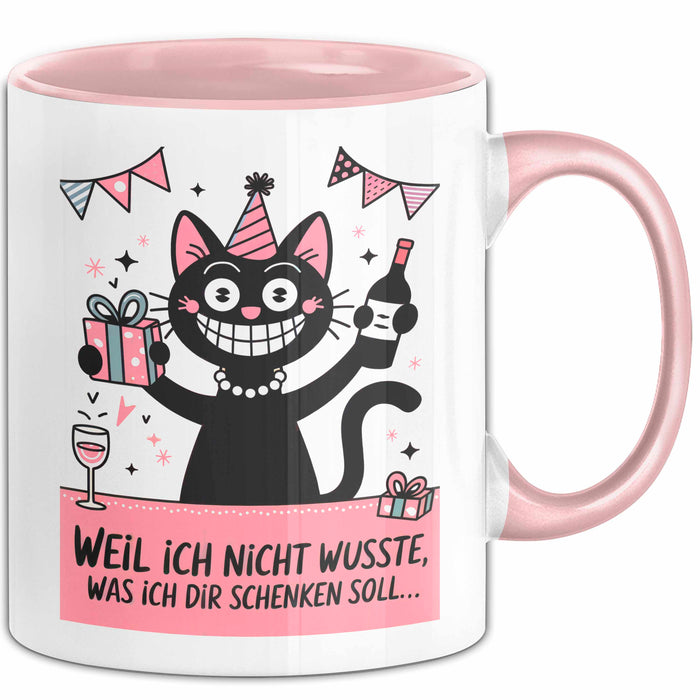 Sarkastische Katze Tasse Geschenk Lustige Geschenkidee Spruch Weil Ich Nicht Wusste, Was Ich Dir Schenken Soll Rosa Trendation