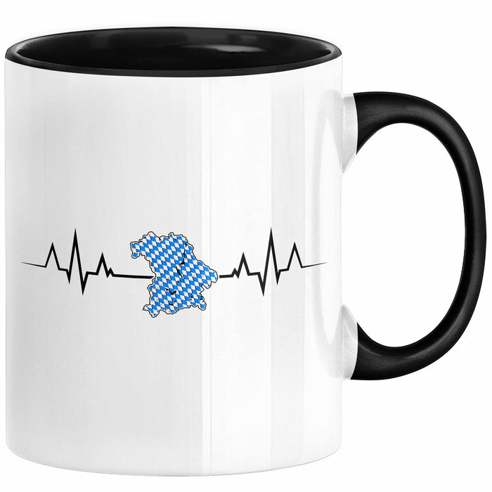 Bayern Tasse Geschenk Bayrische Liebe Geschenkidee München Herzschlag Tasse Kaffee-Becher Krug Schwarz Trendation