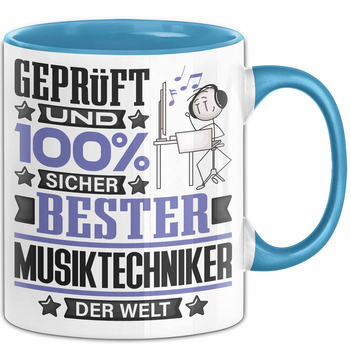 Musiktechniker Geschenk Lustiger Spruch für Musiktechniker Geschenkidee Bester Musiktechniker Der Welt Blau Trendation