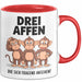 Affe Tier Tasse Geschenk Lustige Geschenkidee Spruch 3 affen Die Sich Fragend Ansehen Rot Trendation