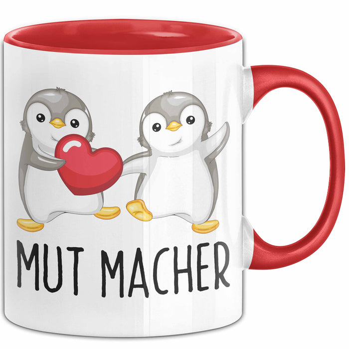 Lustige Tasse Geschenk Zwei Pinguine Mit Herz Witziger Becher Mut Rot Trendation