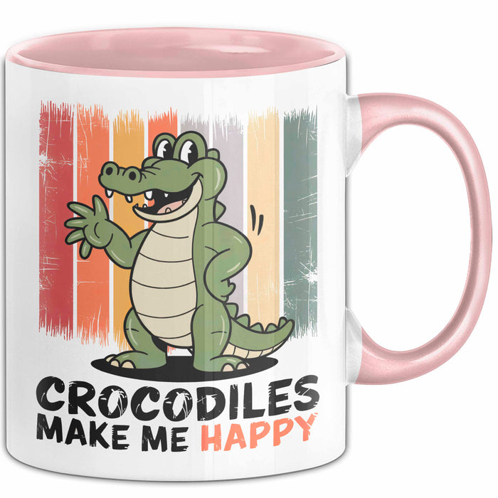 Krokodil Tier Tasse Geschenk Lustige Geschenkidee Spruch Krokodile Machen Mich Glücklich Rosa Trendation