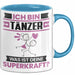 Tänzer Tasse Geschenk für Tänzer Geburtstag Lustiger Spruch Kaffee-Becher Was Ist Deine Superkraft Blau Trendation