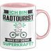 Radtourist Tasse Geschenk für Radtourist Geburtstag Lustiger Spruch Kaffee-Becher Was Ist Deine Superkraft Rosa Trendation