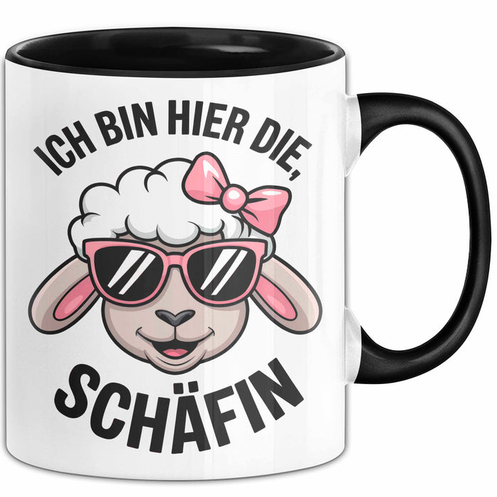 Schaf Tier Bauer Tasse Becher Geschenk Lustige Geschenkidee Spruch Ich Bin Hier Die Schäffin Trendation
