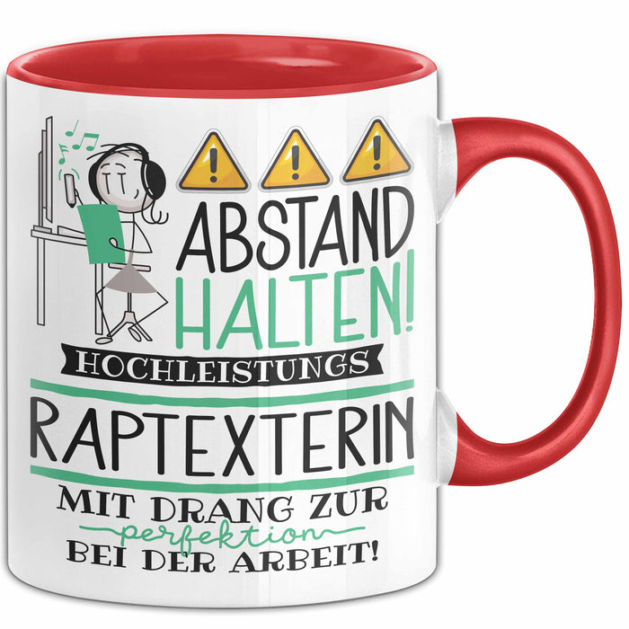 Raptexterin Tasse Geschenk Lustig Abstand Halten Hochleistungs-Raptexterin Mit Drang Zur Perfektion Bei Der Arbeit Rot Trendation